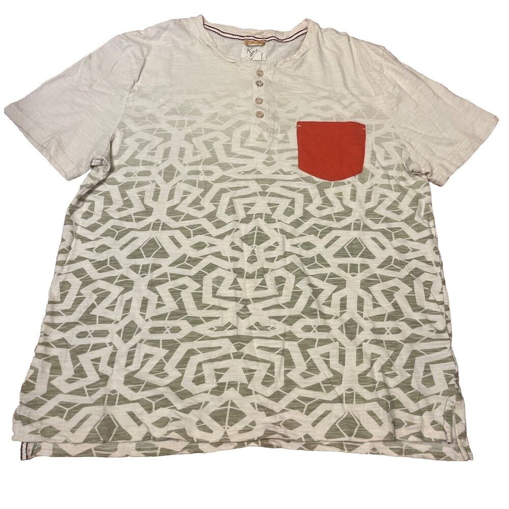 Koto Urban Outfitter Men Large Beige Short Sleeves Shirt 100% Cotton